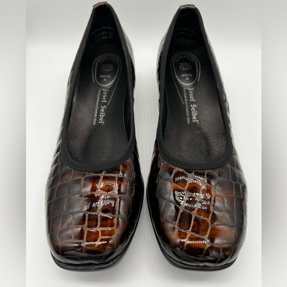 🔥NEW🔥JOSEF Seibel Bridget Airped Loafer - Brown/Tortoise Patent Croc Size 39/8
